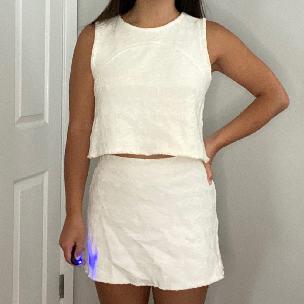 Zara White Knit Mini Skirt